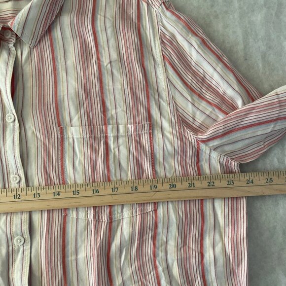 Beach Launch Lounge Womens Pink & White Striped Button Up Shirt Size X-Large - Picture 5 of 8